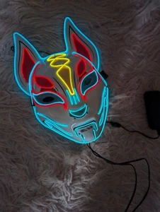 Japanese Kitsune Fox LED Mask Rave Halloween Cosplay - Picture 1 of 3