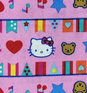 Hello Kitty Teddy Bear Pennant Flag Pink Cotton Sanrio David Textiles Fabric BTY - Bild 1 von 6