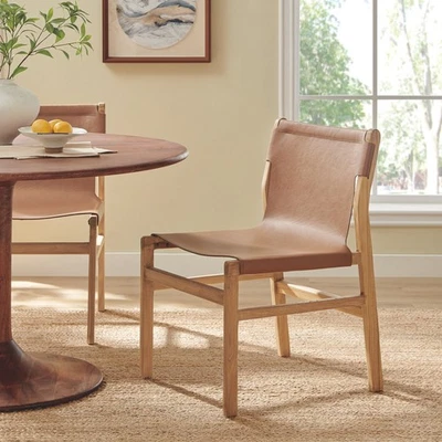 Orín   Leather Dining Side Chair in Chestnut Tan - Image 1 of 4