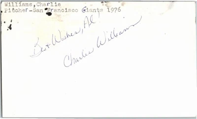 -Charlie Williams- (d.2015) Signed/Autograph/Auto Postcard San Fran Giants MLB - Image 1 of 2