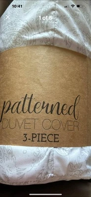 New California King White Gray Paisley Duvet Cover Regular King - Image 1 of 4