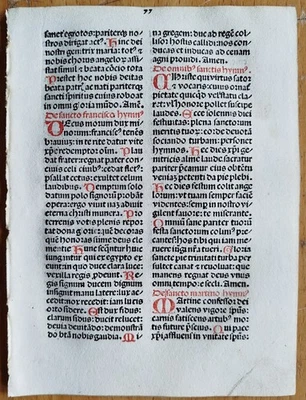 Original Inkunabel Blatt Brevarium Augsburg 1495 (#) - Image 1 of 4
