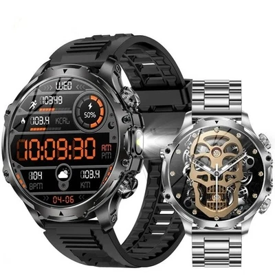 AK75 Männer Outdoor Smartwatch 1,9"Bluetooth Anruf Taschenlampe IP67 Wasserdicht - Bild 1 von 4