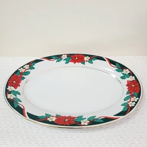 Tienshan J.X Fine China Deck The Halls 14" Plato para servir vacaciones de Navidad - Imagen 1 de 5