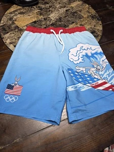 Looney Tunes Team USA Olympics Boys size Large 10/12 Swim Shorts Trunks - Picture 1 of 5