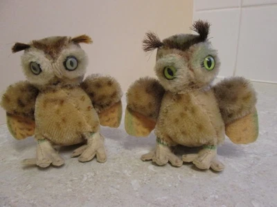 VINTAGE PAIR OF STEIFF 10cm WITTIE OWLS - Image 1 of 4