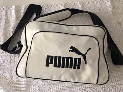 Vintage Puma White Black PVC Hold-all Bag Overnight Gym Travel - Image 1 of 4