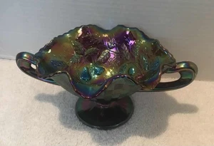 Fenton De Colección Amatista Carnaval Vaso Tres Frutas Caramelo Baratija Plato Sin Astillas - Imagen 1 de 4