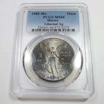 1985 Mo PCGS MS66 - Toned Mexico 1 oz Silver Libertad Un Onza Coin #56731A - Image 1 of 4