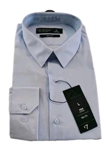 Primark Men's Formal Light Blue Shirt New With Tags Size Large 16" Slim Fit - Picture 1 of 1