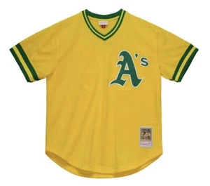 Mitchell & Ness Oakland Athletics Rickey Henderson BP Pullover Jersey Men Sz L - Picture 1 of 12