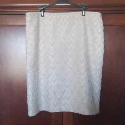 Preston&York Skirt Womens 16 Knee Length Cream Textured Zip Up - Image 1 of 4