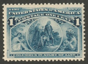 Scott #230 MNHOG F/VF 1893 1 Cent Deep Blue MSP21-14 - Picture 1 of 2