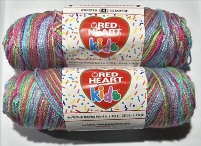 Lot of 2 RED HEART KIDS in PLAYFUL #2931 4oz  232yds 100% Acrylic - Image 1 of 4