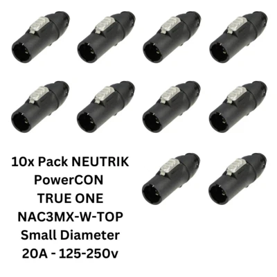 10x Pack NEUTRIK PowerCON TrueOne1 TruCon NAC3MX-W-TOP Male Waterproof 6-12mm - Image 1 of 4
