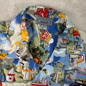 High Seas Hawaiihemd Herren XL blau Route 66 Hot Rods Autos Kragen Knopfleiste - Bild 1 von 5