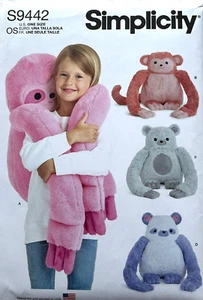Simplicity S9442 Sewing Pattern Plush Hugging Animals Assorted Styles - Picture 1 of 2