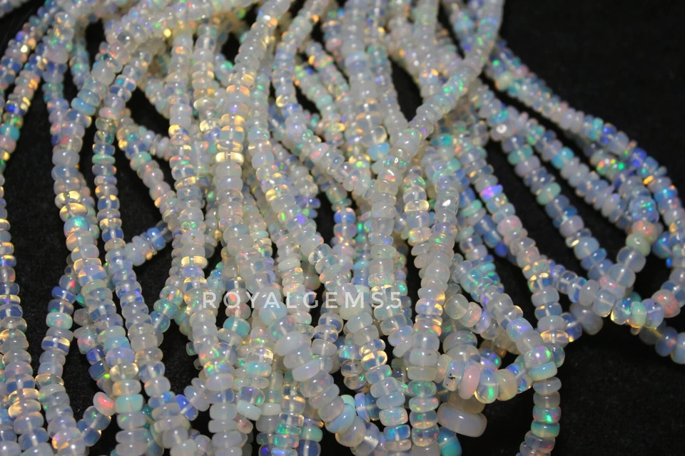 Brazalete ajustable de 8 pulgadas con cuentas de ópalo etíope de fuego en plata de ley 925 Foto 1 de 1