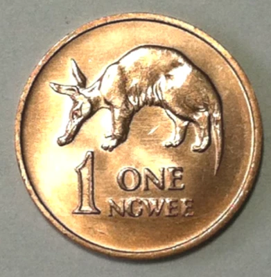 1983 Zambia 1 ngwee Coin Aardvark Orycteropus Afer Animal African Wildlife - Image 1 of 2
