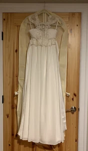 Jasmine Bridal Wedding Dress White Beaded Neck Racer Back Elastic Waist - Picture 1 of 15