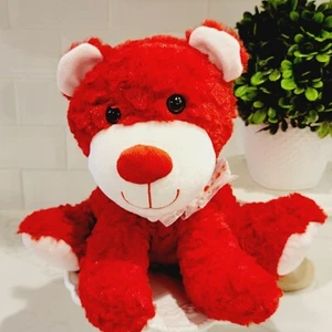 HOMERBEST Soft Plush Red Puppy Dog Stuffed Animal with Bow Valentine Love Cuddly - Picture 1 of 12