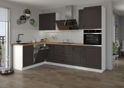 Landhaus Küche Stilo Grau 170x285cm Küchenzeile Einbauküche Eckküche Winkelküche - Bild 1 von 4