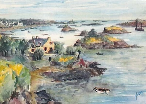 AK Ansichtskarte 10x15cm Postkarte ILE DE BREHAT Bec-An-Amis Gemälde gestempelt 1963 - Bild 1 von 1