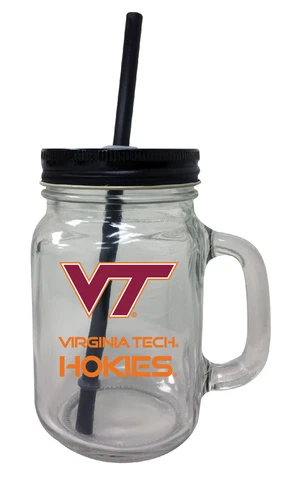 Virginia Tech Hokies Mason Jar Tumbler Set-NCAA Mason Jar Glass 3 Pack Cover