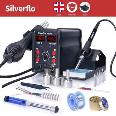 750W Soldering Station 2in1 Digital Soldering Iron Hot Air Rework Tool Set UK - Image 1 of 4