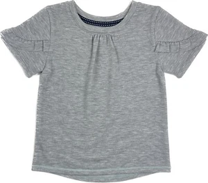 Cat and Jack Baby Grey Polyester Short Sleeve Pleated Casual T Shirt Top Sz 12 M - Picture 1 of 2