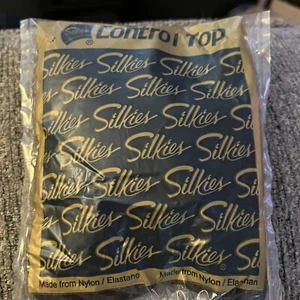Vintage One Pair Of Silkies Control Top Small Black Stockings 1Pair - Picture 1 of 3