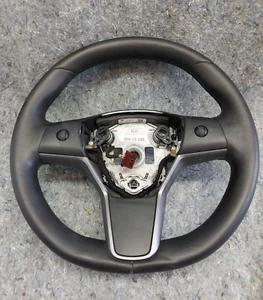 2017-2023 Tesla Model 3 Y M3 MY Black Leather Heat Steering Wheel OEM See PHOTO - Picture 1 of 11
