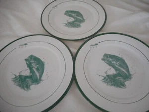 7 BASS PRO SHOPS  JON Q. WRIGHT Lunch Salad PLATES 8" Fish and Lure Tackle - Picture 1 of 9