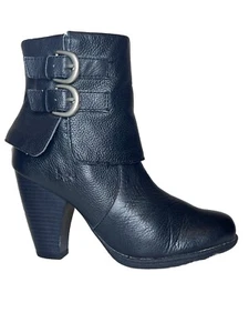 BOC Women's 6.5 Black Traipse Pebbled Leather Heeled Buckle Boot - Picture 1 of 10