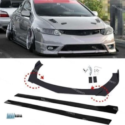 For Toyota Corolla Hatchback Front Bumper Lip Spoiler Splitter + 78.7"Side Skirt Foto 1 de 4