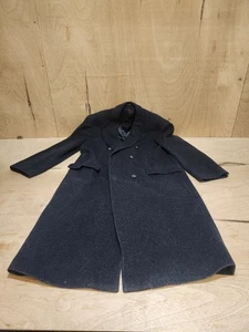 Virany Trench Overcoat Men’s 44 L Black 100% Wool Extra Long Double-Breasted - Picture 1 of 13