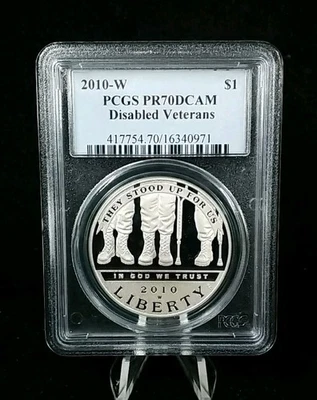 2010 W $1 Disabled Veterans COMMEMORATIVE DOLLAR PCGS PF70DCAM  #5826 - Image 1 of 2