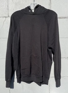 Vtg 90s Ultra Fleece Tultex Black Raglan Hoodie Blank Pullover Made in USA M/L - Picture 1 of 3