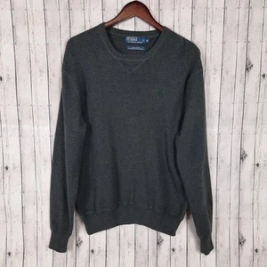 Suéter Polo Ralph Lauren Para Hombre Gris Medio Cuello Redondo Verde Logo Algodón   - Imagen 1 de 8