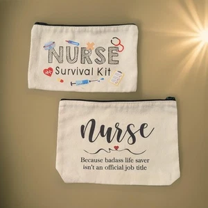 2 bolsas pequeñas de lona para enfermera maquillaje, artículos personales, bolsa de trabajo, 9,5 X 6,5, 9 X 5,5" - Imagen 1 de 3
