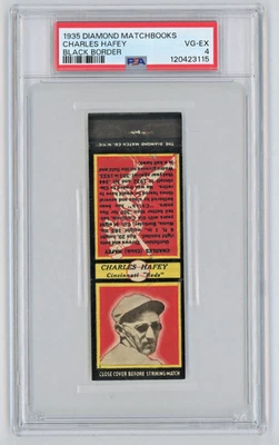 1935 Diamond Matchbooks CHICK HAFEY Black Border PSA 4 VG-EX "POP 1 None Higher" - Image 1 of 2