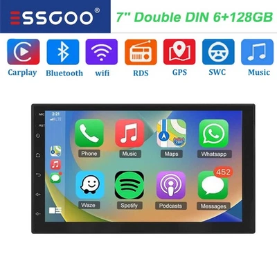 6+128G Double DIN Apple CarPlay Car Stereo Radio BT Head Unit Android 15 4G NET - Image 1 of 4