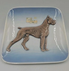 Royal Copenhagen Boxer Dog Square Plate Blue 4"x4" Used 3690 - Picture 1 of 10