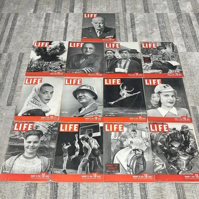 Lot 13 Vintage 1945 LIFE Magazines World War II Victory Era  - US Army Foto 1 de 4