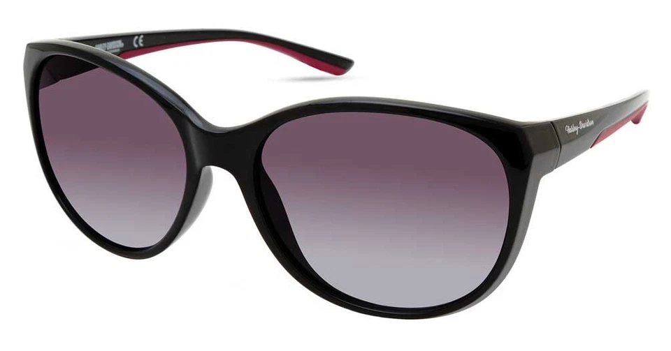 Harley-Davidson Womens Round Beveled Sunglasses, Black Frame/Gradient Smoke Lens - Image 1 of 1