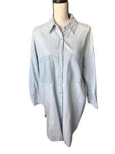 Abito camicia Zara blu e bianco a righe oversize con bottoni XL - Foto 1 di 5