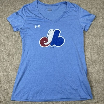 Montreal Expos Under Armour Womens Heat Gear Graphic Tee T-shirt Blue Medium - Image 1 of 4