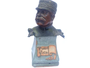 Marshal Ferdinand Foch Spelter Bust on Pottery Base WWI History - Picture 1 of 8