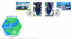 1988 Jersey Sg 443/446 Europa Transport and Communications First Day Cover - Picture 1 of 2