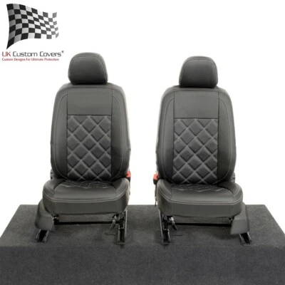 VW CADDY CARGO FRONT SEAT COVERS LEATHERETTE WITH ARMRESTS (2021 ONWARDS) 1155 - Image 1 of 4